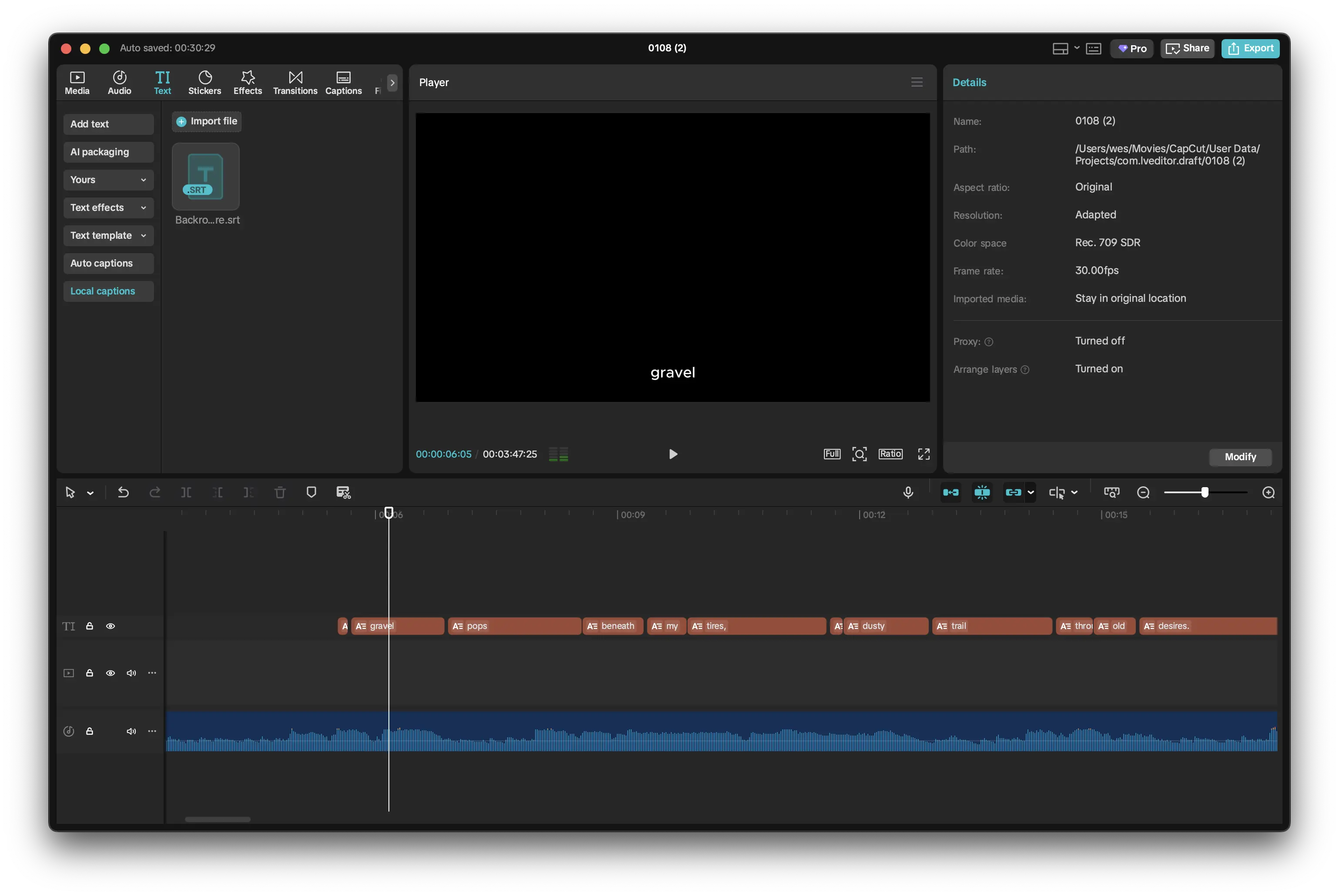 Word-by-word karaoke display in CapCut using SRT format