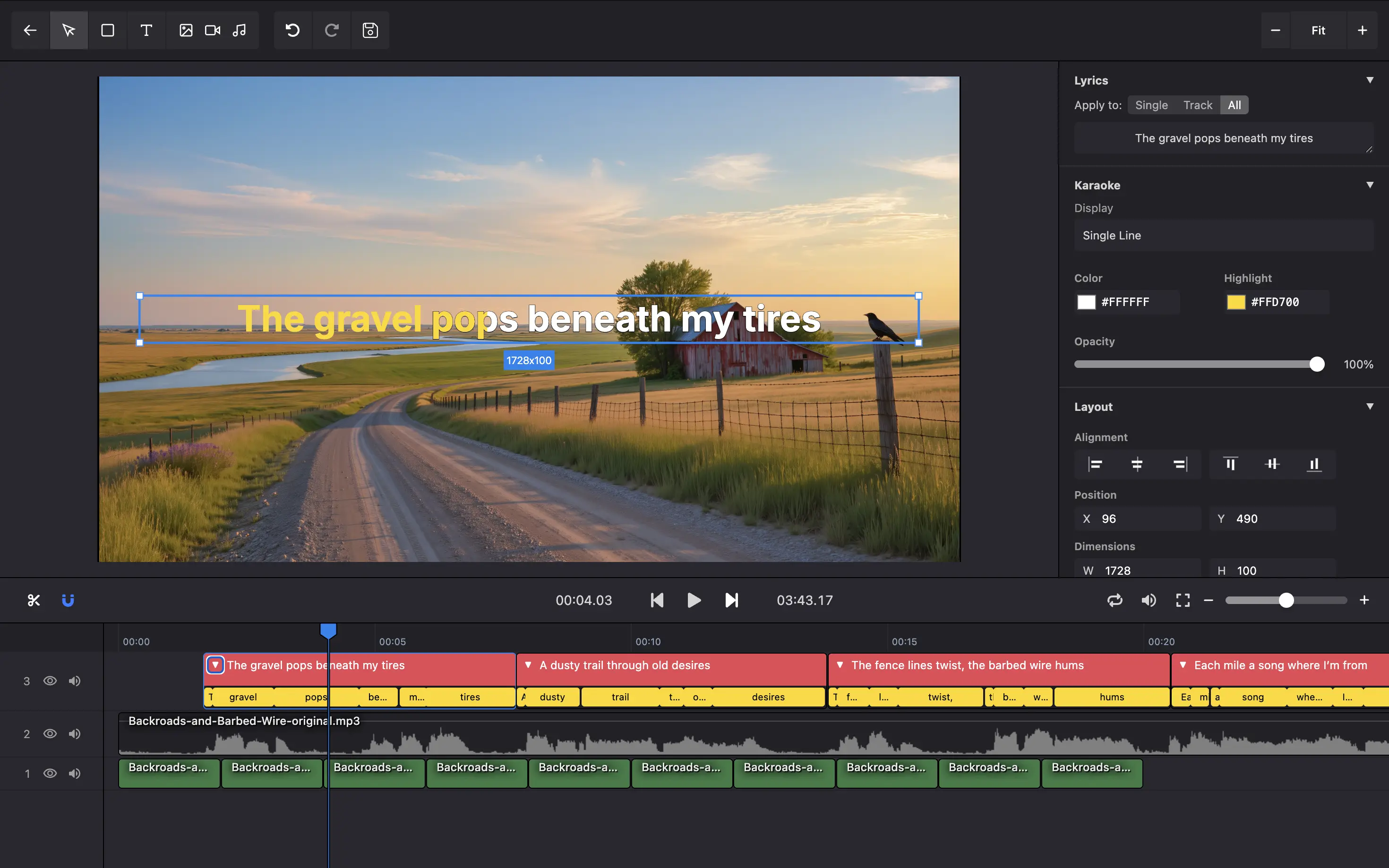 Karadeo Single Line template example