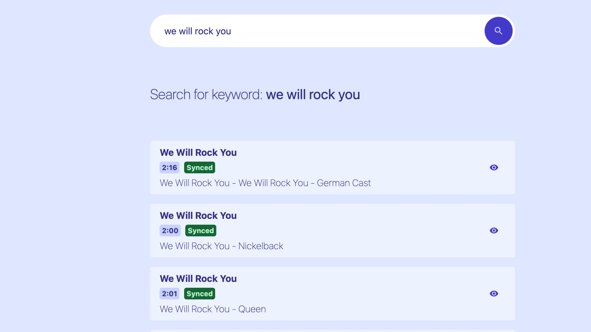 LRCLib website interface for searching and downloading synced LRC files