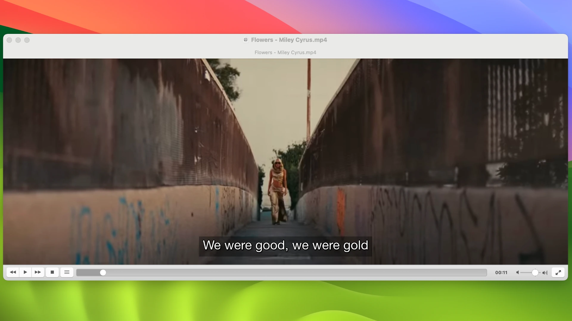 VLC Subtitles menu showing Sub Track > Track 1 option to enable lyrics display